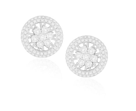 A PAIR OF DIAMOND EARRINGSEach of flowerhead design, set with brilliant-cut diamonds, to a detachable brilliant-cut diamond s
