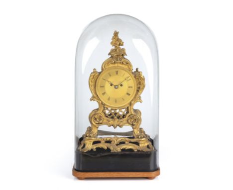 A 19th century ormolu table or mantle clock, the engine turned Roman dial signed John Peterkin, London. The twin fusee drum m