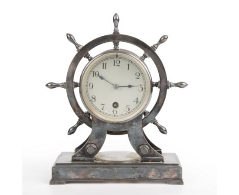 A Victorian silver plated novelty ships timepiece/barometer by Elkington and Co, awarded to Lord Charles Beresford from HRH t