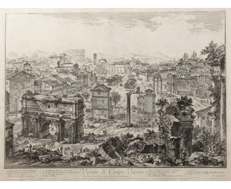 Giovanni Battista Piranesi (1720-1780). Veduta di Campo Vaccino, engraving 41cm x 54cm and Tempio Della Concordia 47cm x 69cm