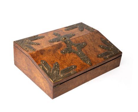A 19th century Scottish walnut writing slope with gilt mounts by E Pritty Glasgow 35cm wide 25cm deep 11cm highOn first glanc