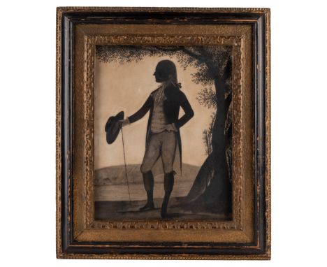 William Wellings, silhouette of a gentleman with a hat and stick, 19th century 25cm x 20cm