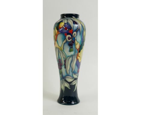 Moorcroft Rainbow Lorikeets Vase: A Moorcroft Vase in the Rainbow Lorikeets pattern.  Designed by K Goodwin and painted by S 