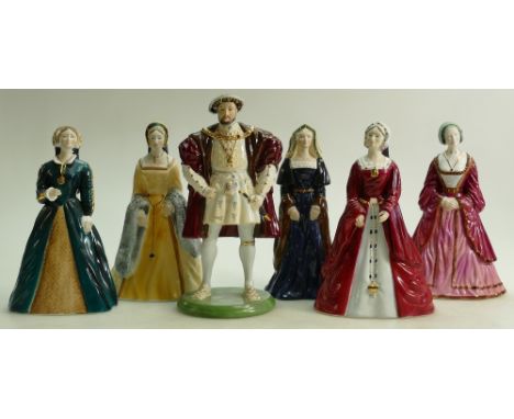 Coalport Henry VIII Figures: Henry VIII, Katherine of Aragon, Seconds figures Jane Seymour, Anne of Cleves, Anne Boleyn and d