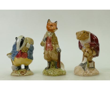 Beswick Beatrix Potter figures: Beswick figures Mr Toad BP4, Mr Jeremy Fisher Digging BP6A and Tommy Brock BP3B. (3)