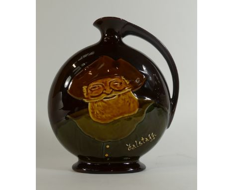 Royal Doulton Kingsware Whisky Flask: Royal Doulton Kingsware Dewars whisky flask "Falstaff", height 19cm.