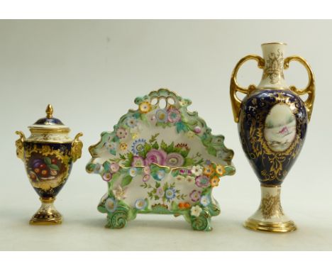 A collection of Coalport items to include: Small Panelled Carol Gidman handled vase, M Harnett lidded paneled small urn and C