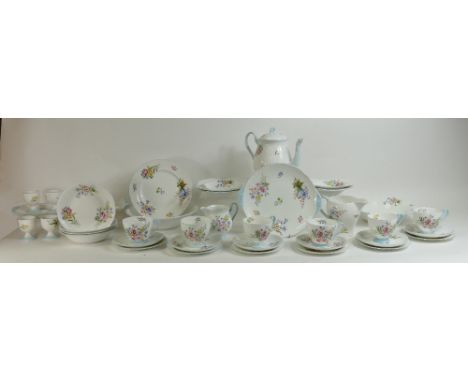 Shelley large dinner and tea set in the Wild Flowers design: A large tea, dessert and dinner set in the Wild Flowers design c