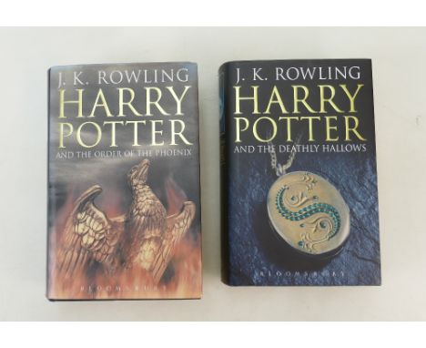 Harry Potter first edition books: J K Rowling Harry Potter first version books comprising The Deathly Hallows and The Order o