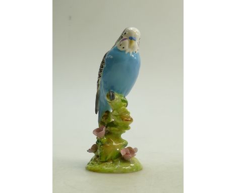 Beswick blue Budgie: Beswick first version blue budgie with floral base model 1217