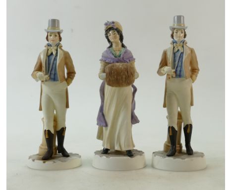 Royal Worceter figures: Royal Worcester figure from the James Hadley collection including 2 Regency Gentleman and Regency Lad