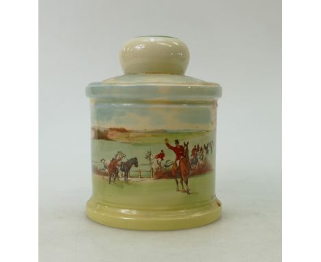 Royal Doulton Fox Hunting Seriesware Tobacco jar &amp; cover: Royal Doulton Fox Hunting seriesware Jar &amp; cover D5104, hei