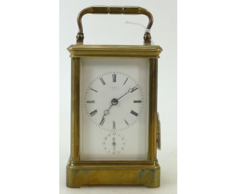 Carriage Clock larger alarm: French larger size brass carriage clock with alarm function, no key, but using a spare key, it w