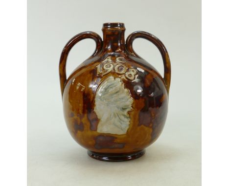 Royal Doulton Stoneware Whisky Flask: Royal Doulton Stoneware whisky flask Indian chief, impressed mark "Greenlees Brothers C