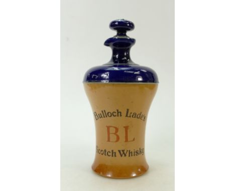Royal Doulton Stoneware Whisky Flask: Royal Doulton Stoneware whisky flask "Bulloch Lades BL Scotch whisky", height 23.5cm.
