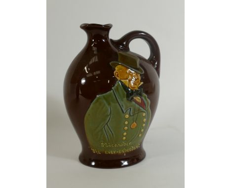 Royal Doulton Kingsware Whisky Flask: Royal Doulton Kingsware whisky flask "Micawber" Hudsons Bay Company exporters mark, hei