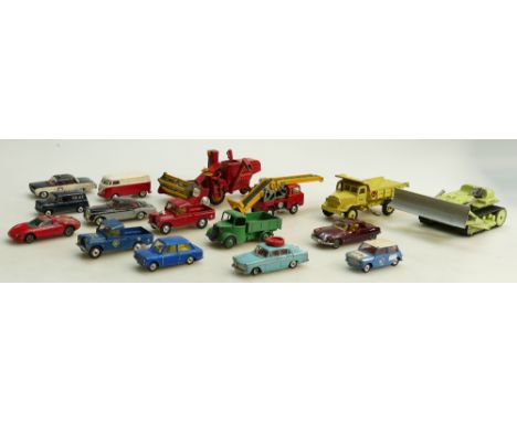 A Collection of loose Corgi, Dinky &amp; Mecanno Model Cars, Trucks and Vehicles to include: Corgi Massey Ferguson 780 Combin