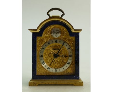 Swiza mini Bracket Clock with alarm: Swiza mini bracket clock with alarm function, winds ticks &amp; runs down. 10.5cm.