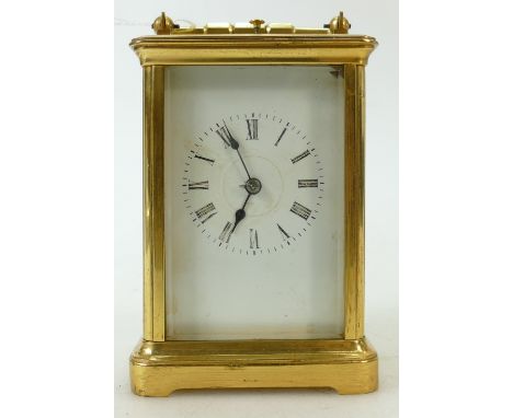 Carriage Clock hour repeating, striking hour and half: Large French carriage clock. Hour repeating / striking on 1 gong, stri