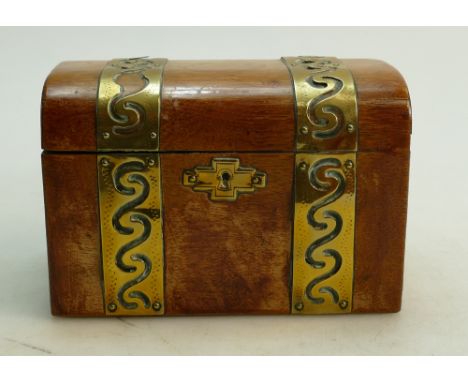 A 19th Century Oak Tea Caddy: With brass mounts
