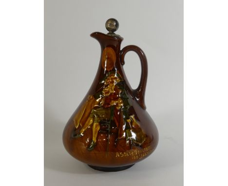 Royal Doulton Kingsware Whisky Flask: Royal Doulton Kingsware Dewars whisky flask "A State Governor" with original stopper, h