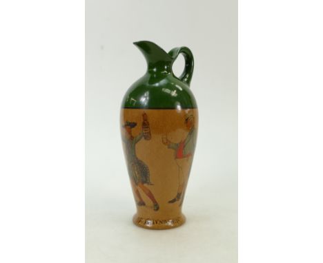 Royal Doulton rare Dewars Whisky Flask: Royal Doulton Dewars White Label whisky flask decorated with Uncle Sam, John Bull and