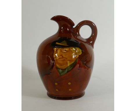 Royal Doulton Kingsware Whisky Flask: Royal Doulton Kingsware Dewars whisky flask "The Huntsman", height 17cm.
