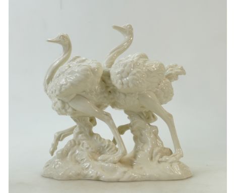 Goldscheider Myott and Co model of a pair of Emus: Goldscheider model of pair Emus running, height 28.5cm, length 29cm.
