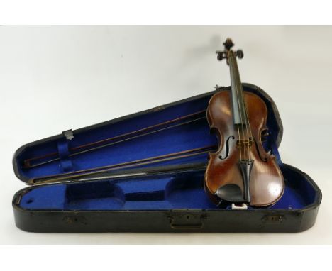 19th century Violin and variuos sheet music: 19th century Violin with paper label inside with Guiseppe Guarneri Fecit Cremona