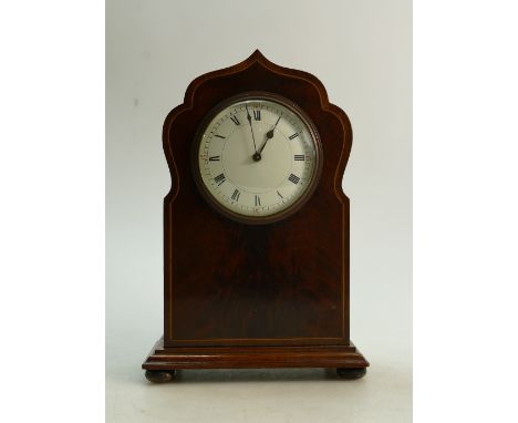 Mahogany Edwardian Mantle Clock with French movement: Mahogany Edwardian mantle clock with French movement, winds ticks &amp;