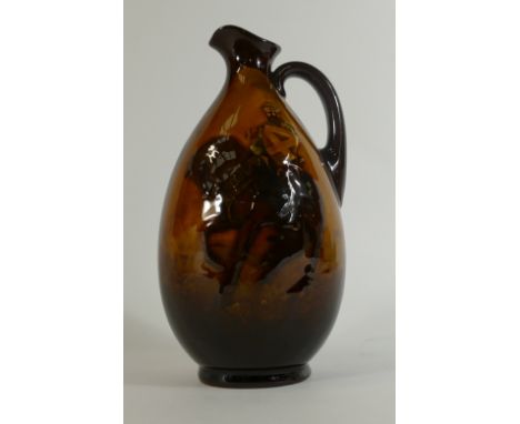 Royal Doulton Kingsware Whisky Flask: Royal Doulton Kingsware Greenlees Brothers whisky flask "The Crusader", height 20.5cm.