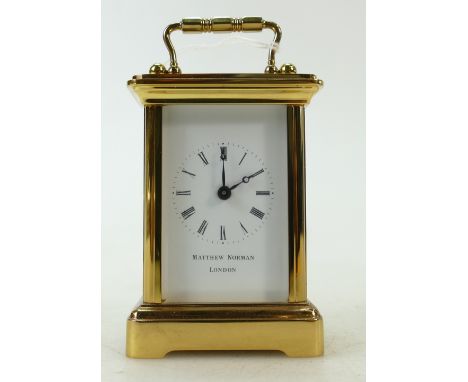 Small brass Carriage Clock: Carriage clock timepiece of small size, no key, but using a spare key, it winds and ticks healthi