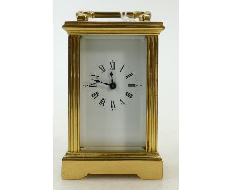 Small brass Carriage Clock: Carriage clock timepiece of small size, no key, but using a spare key, it winds and ticks healthi
