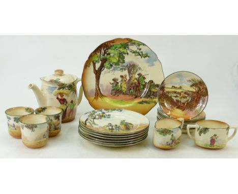 A large collection of Royal Doulton Rustic England &amp; English Scenes Seriesware to include: Large footed bowl, cups, sauce
