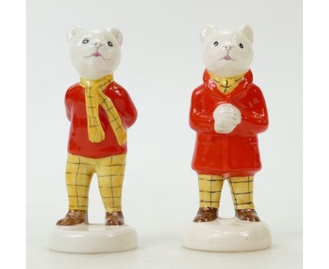 Beswick Rupert figures: Beswick figures of Rupert the Bear and Rupert the Bear Snowballing 2779. (2)