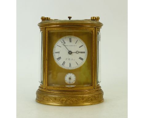 Carriage Clock with alarm, repeating &amp; striking hour &amp; half: Larger oval cased French carriage clock. Alarm with hour