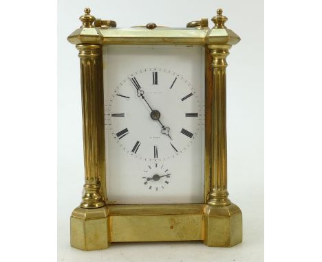 Carriage Clock repeating alarm: Large French carriage clock marked DC Rait to backplate &amp; dial.  No key, but using a spar