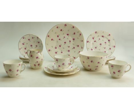 Wileman &amp; Co 21 piece tea set in the rare Foley Flute shape: Pattern no 7806. To include 6 trios, milk jug, bowl and a ca