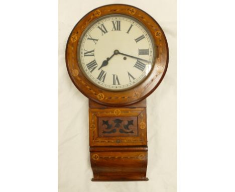Inlaid Victorian Drop Dial Wall Clock: Height 63cm