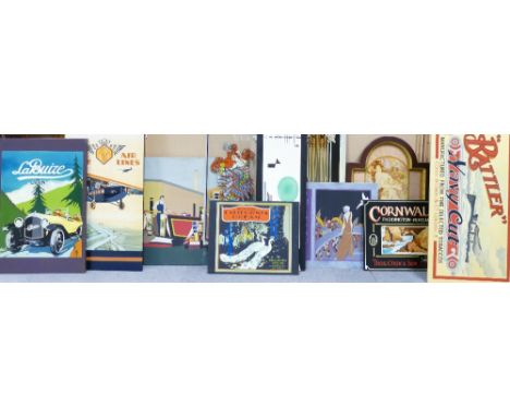 A collection of hand painted advertising Pub Signs: Modern hand painted vintage style advertising boards in various shapes in