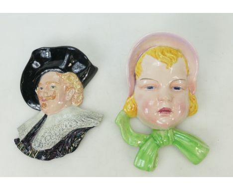 Goldscheider and Beswick Wall plaques: A wall plaque of The Laughing Cavalier (hairline noted to rear) together with similar 