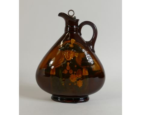 Royal Doulton Kingsware Whisky Flask: Royal Doulton Kingsware Dewars whisky flask "Lord Nelson" with original stopper, height
