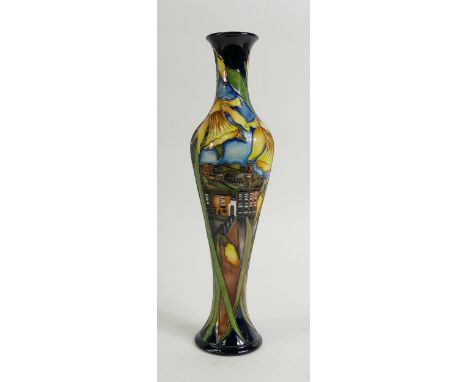 Moorcroft Ironbridge trial Vase: A Moorcroft trial vase in the Ironbridge design.  Designed by K Goodwin. 30cm with impressed