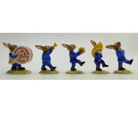 Royal Doulton set of Bunnykins figures The Blue Oompah band: Royal Doulton Bunnykins blue band comprising Cymbal player DB88,