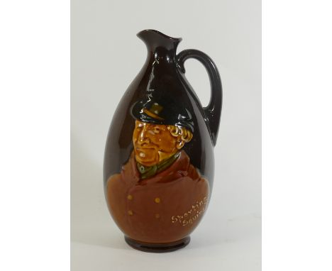 Royal Doulton Kingsware Whisky Flask: Royal Doulton Kingsware Dewars whisky flask "Sporting Squire", height 21cm.