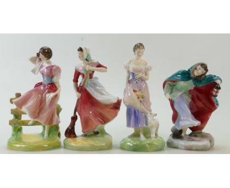A set of Royal Doulton figures the Four Seasons: 1950s Royal Doulton figures Summer HN2086, Winter HN2089, Autumn HN2087 and 