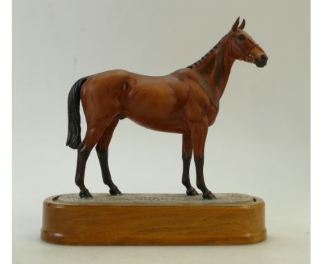 Royal Worcester model of Arkle: Royal Worcester model of Arkle modelled by Doris Lindner on wood base with certificate in lea