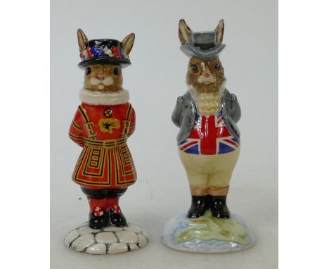 Royal Doulton Bunnykins figures Beefeater and John Bull: Beefeater DB163 boxed together with John Bull DB134 boxed (2)