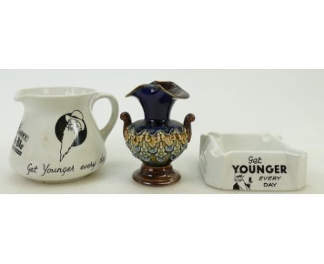 Royal Doulton advertising items: Royal Doulton advertising jug and ashtray advertising Younger's Scotch Ale and small Doulton