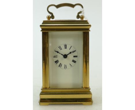 Small brass Carriage Clock: Carriage clock timepiece of small size, no key, but using a spare key, it winds and ticks healthi